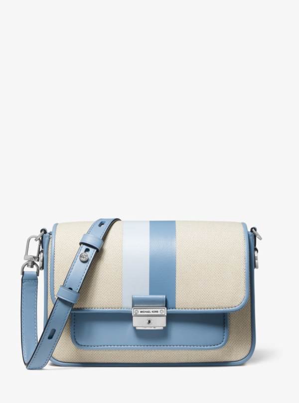 Damske Crossbody Kabelka Michael Kors Bradshaw Medium Striped Canvas and Faux Leather Viacfarebný - Kabelky Michael Kors Nejlevnejsi | HLVWG-7295